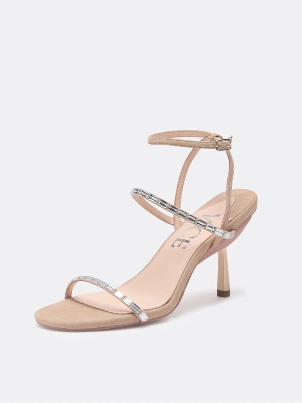 VICE VERSA Marina Beige Crystal Strap Convertible Sandel Heels to Flats Size 7 - Picture 1 of 16